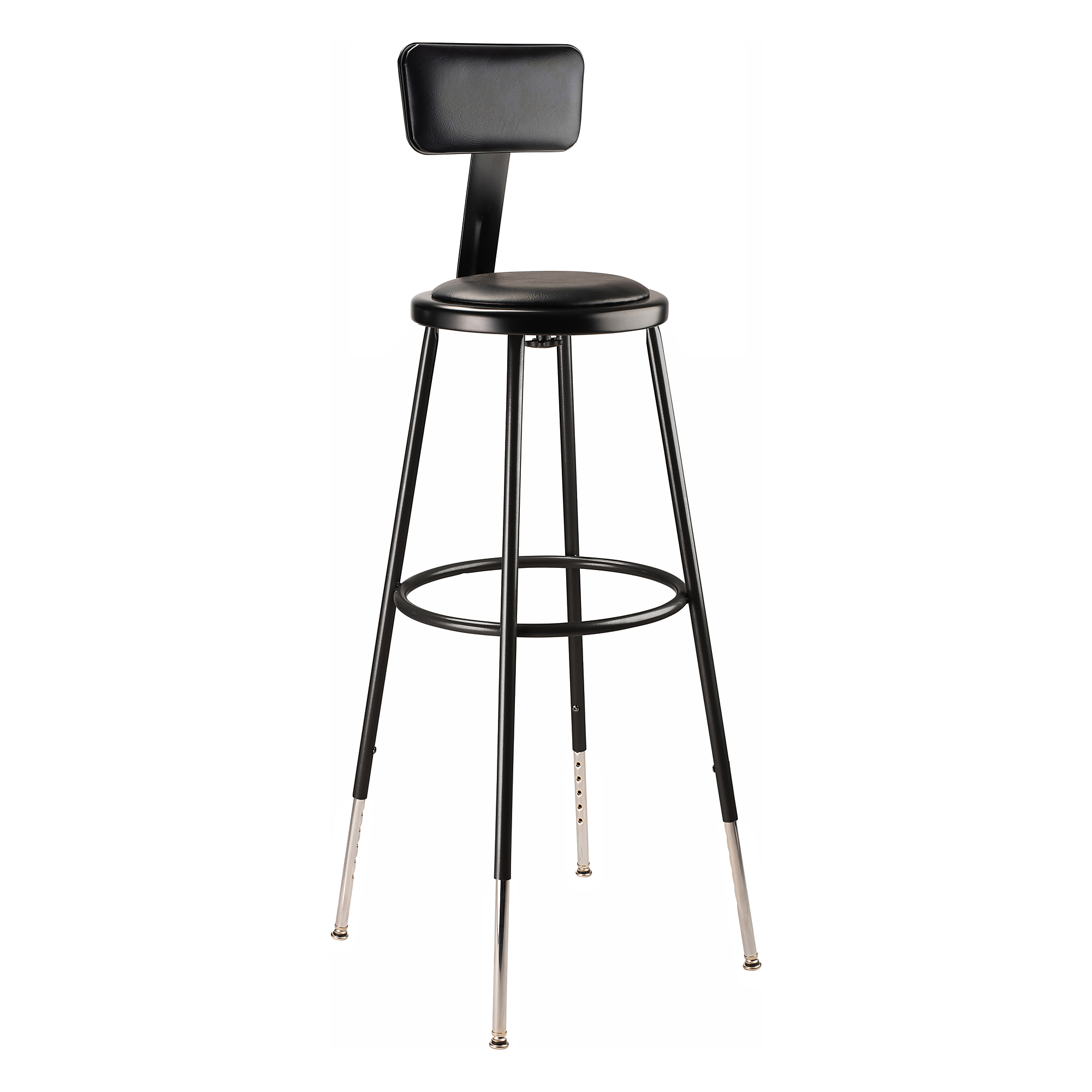 National Public Seating, 30.5 -38.5in.H Adjust Vinyl Steel Stool Backrest, Primary Color Black, Included (qty.) 1, Seating Type Office Stool, Model# 6430HB-10